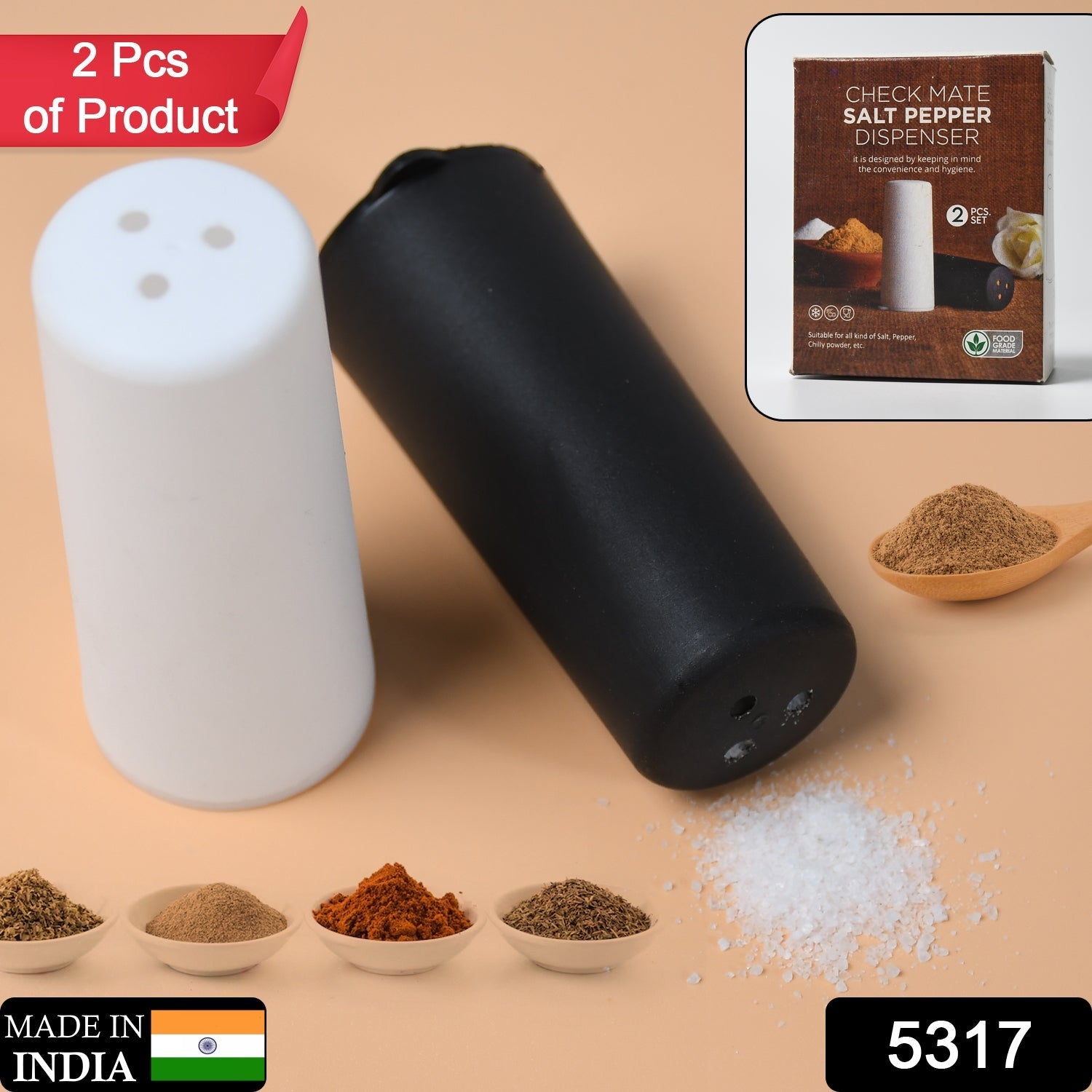 5317  Salt Pepper Dispenser Dining Table Spice Storing Use & New Look Dispenser For Home & Hotel Use 