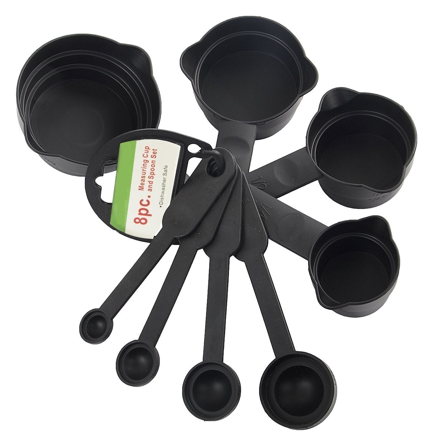 106 Plastic Measuring Cups and Spoons (8 Pcs, Black) Home Care Gadgets